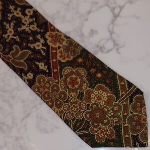 Elegant Richel Royal Floral Tie in Green, Navy, and Brown